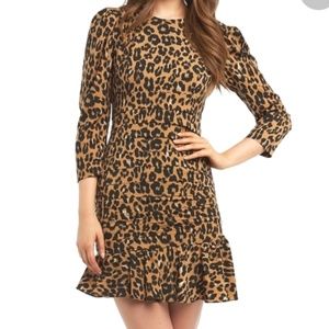 Bardot ruffle print dress